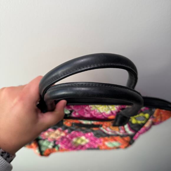 Vintage Vera Bradley Ziggy Zinnia Floral Print Leather Handle Shoulder Bag Purse - Picture 5 of 9